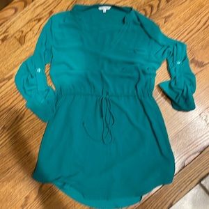 Baked zebra tie waist dress. Green. Size small.